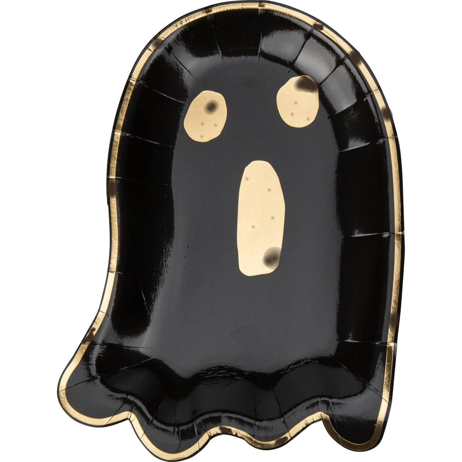 Sachet de 8 Assiettes en carton FANTOME noir et or 23cm