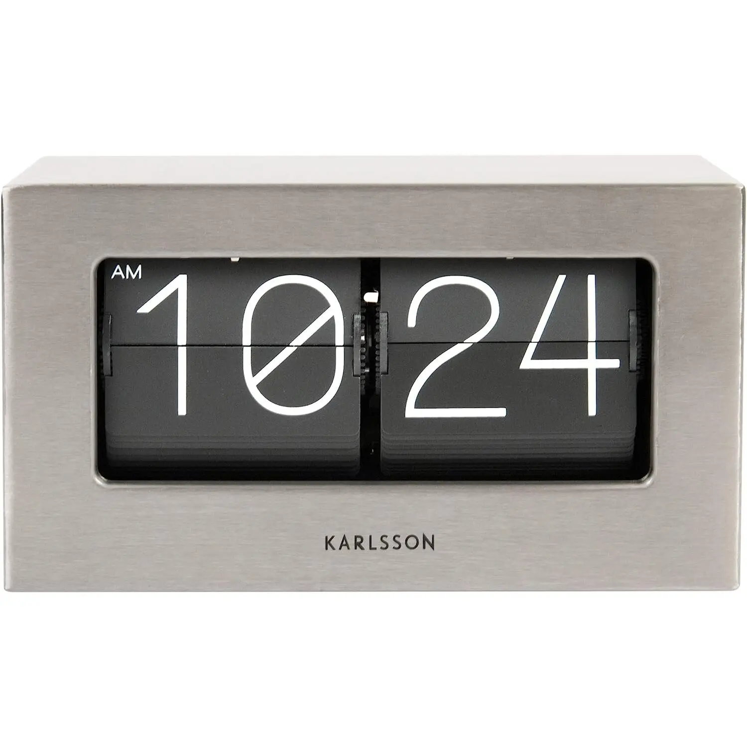 Horloge murale et de table acier Present Time Boxed Flip
